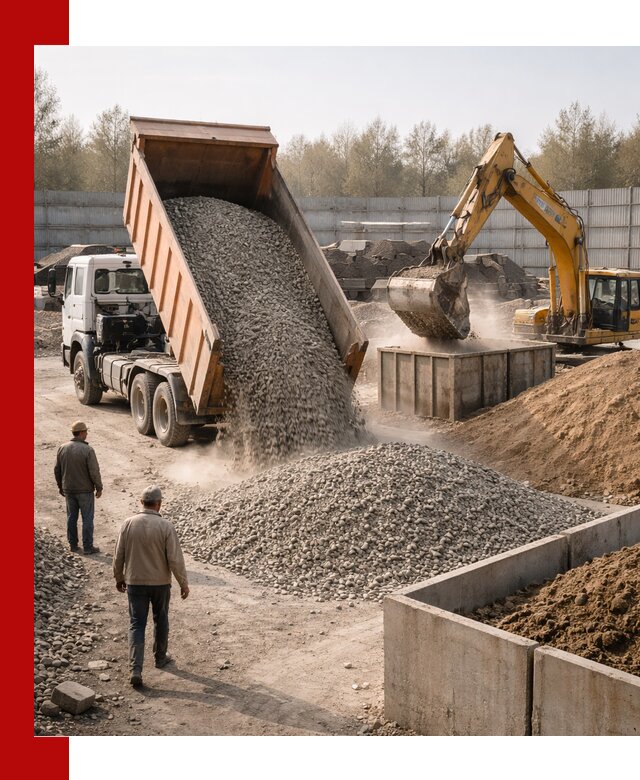 Доставка нерудных материалов с погрузкой и разгрузкой в Новодвинске