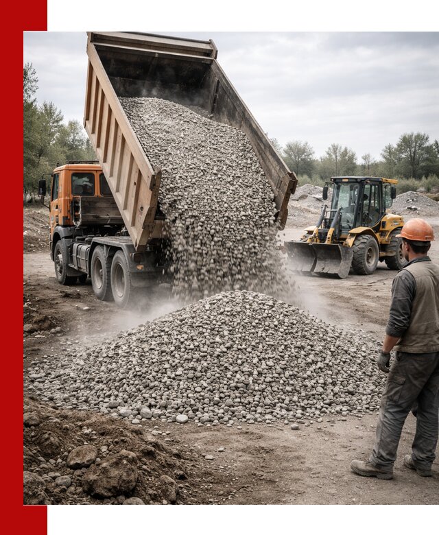 Доставка щебня в Новодвинске крупными и мелкими фракциями