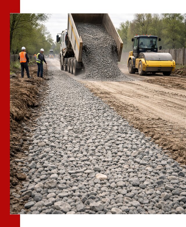 Доставка щебня для отсыпки дорог в Новодвинске высокого качества