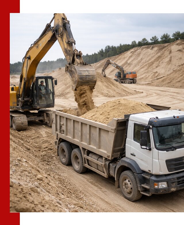 Доставка карьерного песка с самосвалами и разгрузкой в Новодвинске