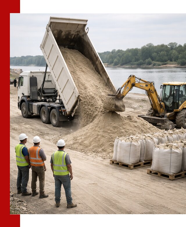 Доставка речного песка в Новодвинске самосвалами и погрузкой