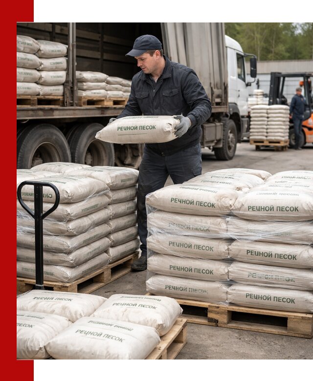 Речной песок в мешках с доставкой в Новодвинске