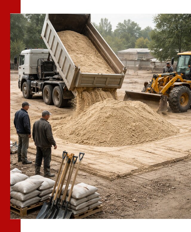 Доставка мытого песка в Новодвинске с самосвалами по выгодной цене