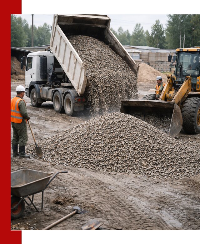 Мытый гравий с доставкой в Новодвинске от карьера до участка