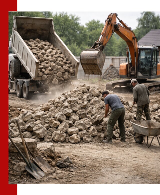 Доставка и разгрузка бутового камня в Новодвинске