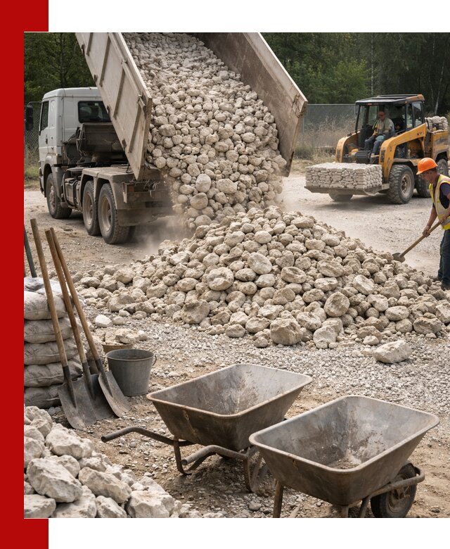 Доставка и продажа бутового известнякового камня в Новодвинске