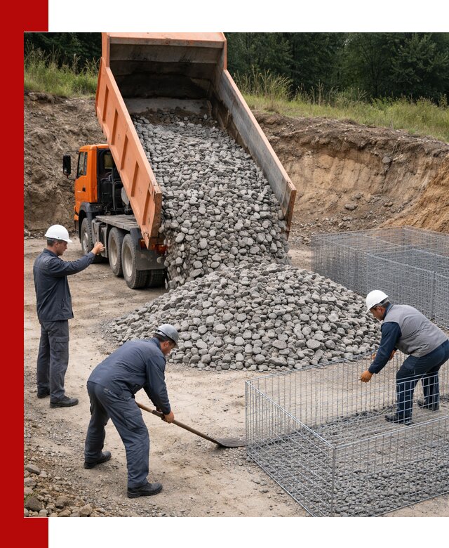 Камень для габионов с доставкой в Новодвинске быстро и надёжно