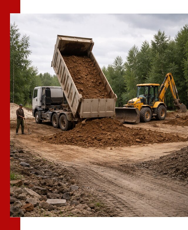 Доставка суглинка самосвалами в Новодвинске подсыпка и планировка