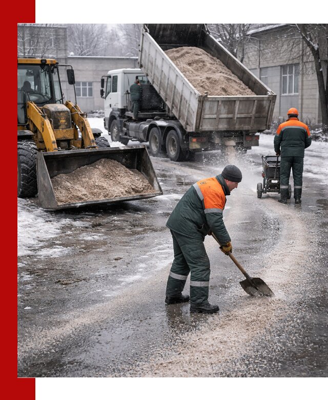 Реагент против гололеда с доставкой и нанесением в Новодвинске