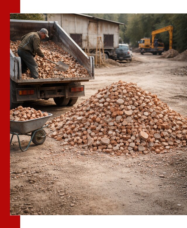 Доставка и подушка из боя кирпича с разгрузкой в Новодвинске