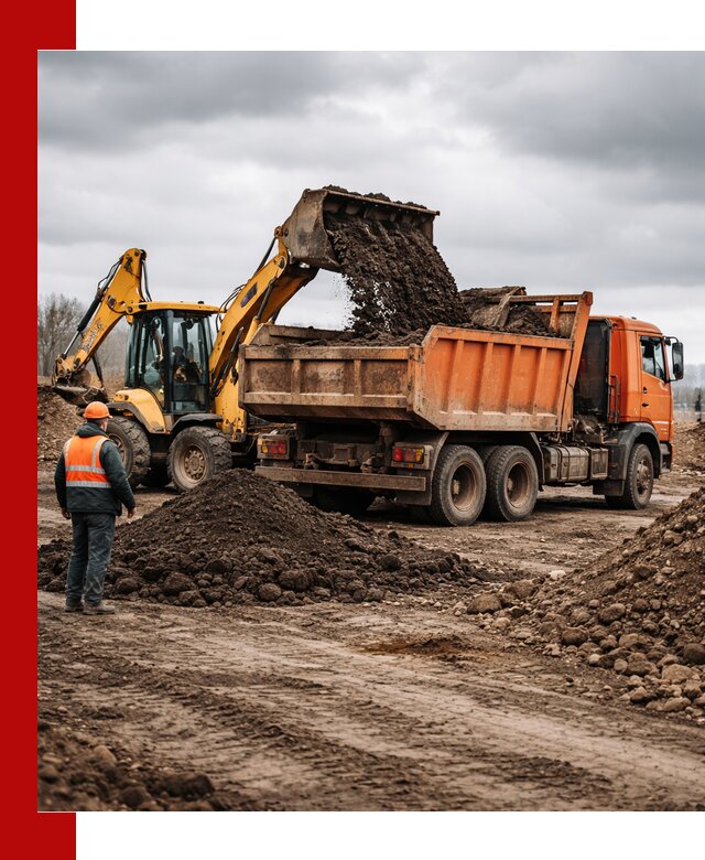 Вывоз грунта и строительного мусора в Новодвинске грузовыми самосвалами