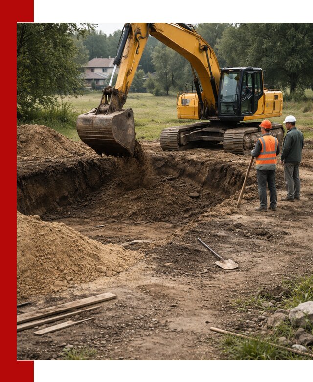 Рытье котлована под фундамент в Новодвинске (быстро и недорого)